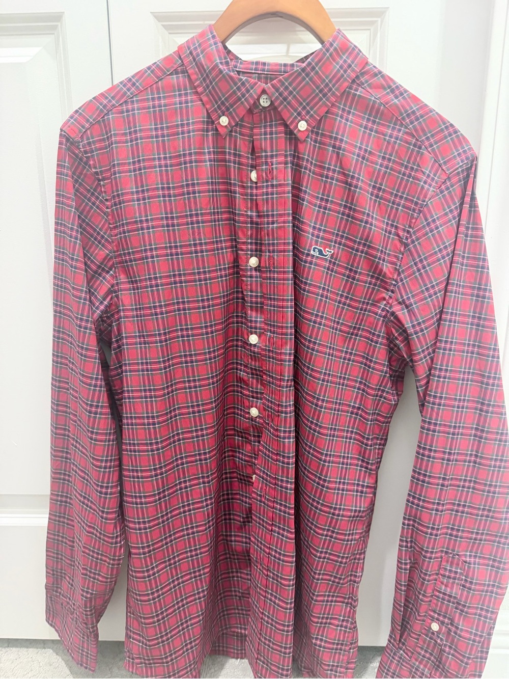 Vineyard Vines Red and Green Plaid Button-Down Shirt